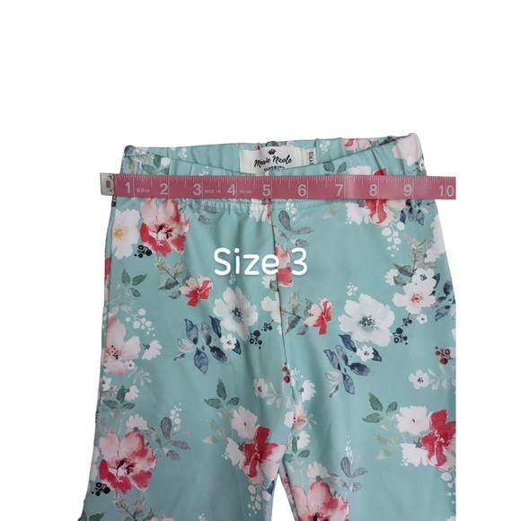 Kids Boutique Style Flared Leg Pants Blue Floral Bell Bottom Pants - Picture 4 of 11